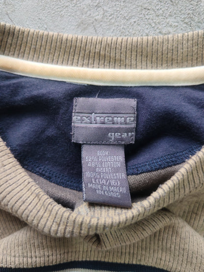 Suéter Extreme Gear Beige Acanalado Franjas en Contraste Talla M