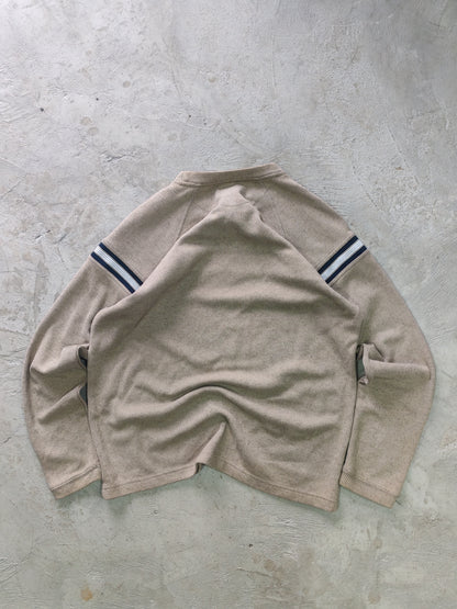 Suéter Extreme Gear Beige Acanalado Franjas en Contraste Talla M