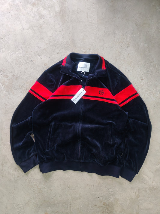 Chaqueta Sergio Tacchini Navy Roja Full-Zip Tipo Velour Talla XL