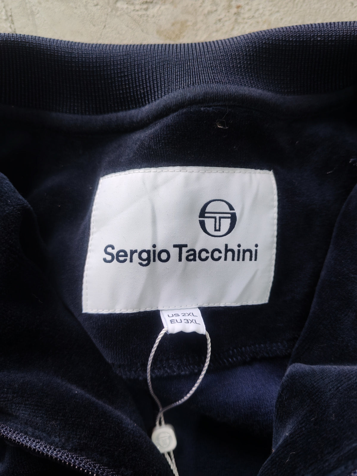 Chaqueta Sergio Tacchini Navy Roja Full-Zip Tipo Velour Talla XL