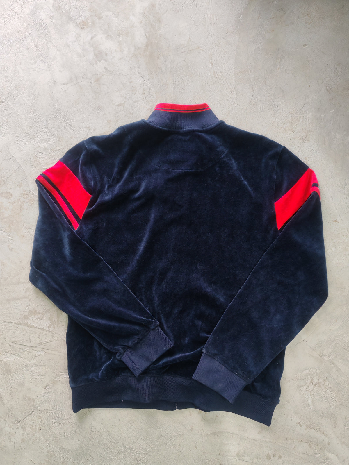Chaqueta Sergio Tacchini Navy Roja Full-Zip Tipo Velour Talla XL