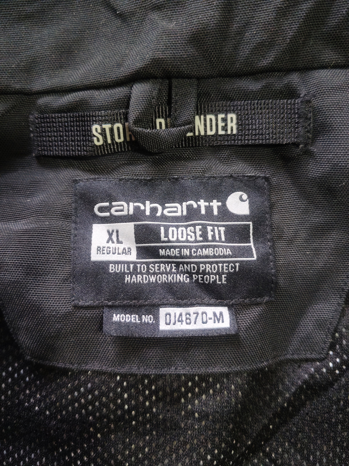 Chaqueta Carhartt Storm Defender Negra Capucha Talla XL